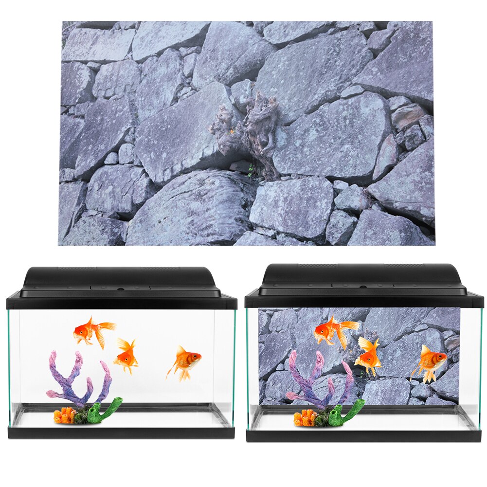 Fish Tank Aquarium Background Rock Stone Poster Picture Decor Accessories Fish Tank Decorative Wall Backdrop Sticker