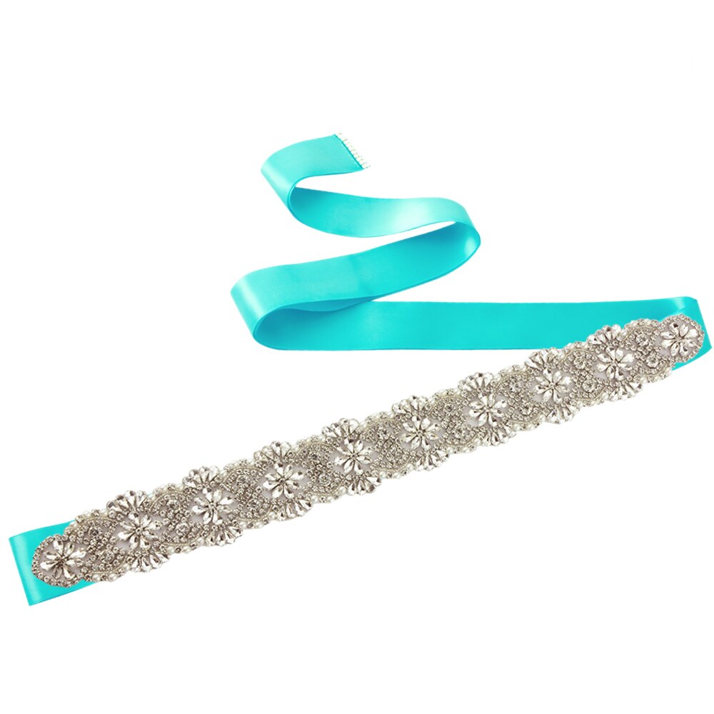 Sparkle Wide Rhinestone Belts For Women Pearl Wedding Belts Plus Size Bride Sash Belt Wedding Waist Belt Jeweled Belt for Dress: blue