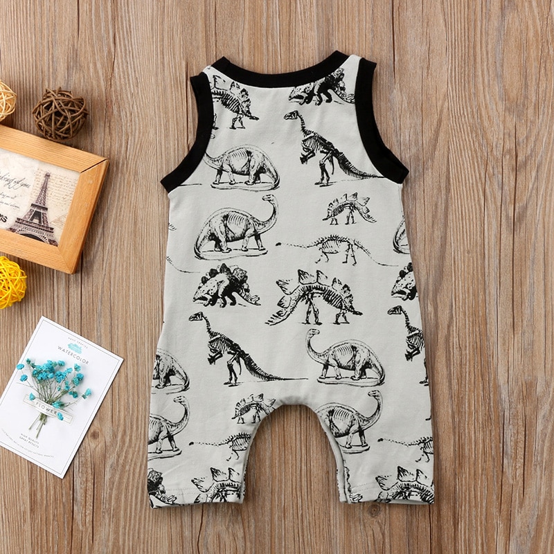 Newborn Baby Boys Girl Dinosaur Romper Jumpsuit Outfits Sleeveless Summer Clothes 0-18M