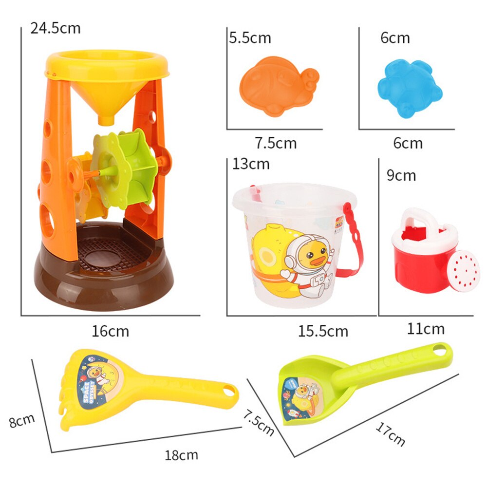 Children&#39;s Beach Toy Set Cartoon Cart Shovel Sand Water Toys for Outdoor Great for Boys Girls Multicolor Outdoor Toys SEC88