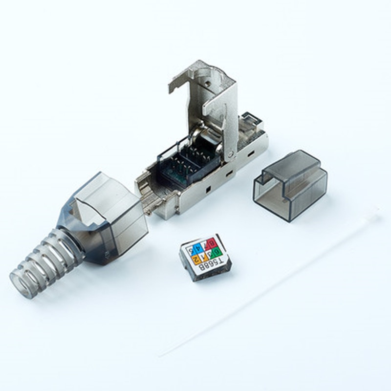 Afgeschermd Kristal Cat6a Ethernet RJ45 Adapter Adsl Modem CAT6A Plug Herbruikbare Soorten Kristal Hoofd Ethernet Connector 10 Gigabi