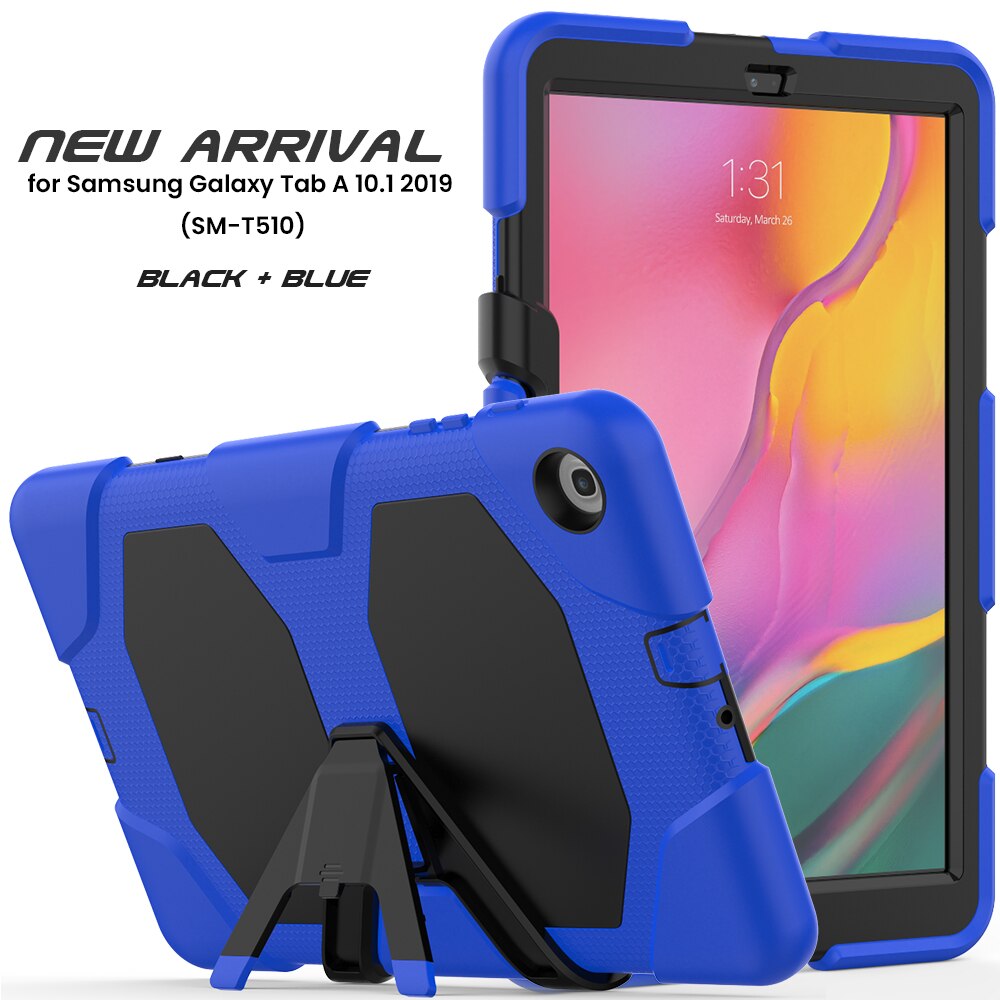 Hoesjes voor samsung galaxy tab  a 10.1 hoes afneembare kickstand siliconen schokbestendige tablethoes voor galaxy  t510/t515: Blauw