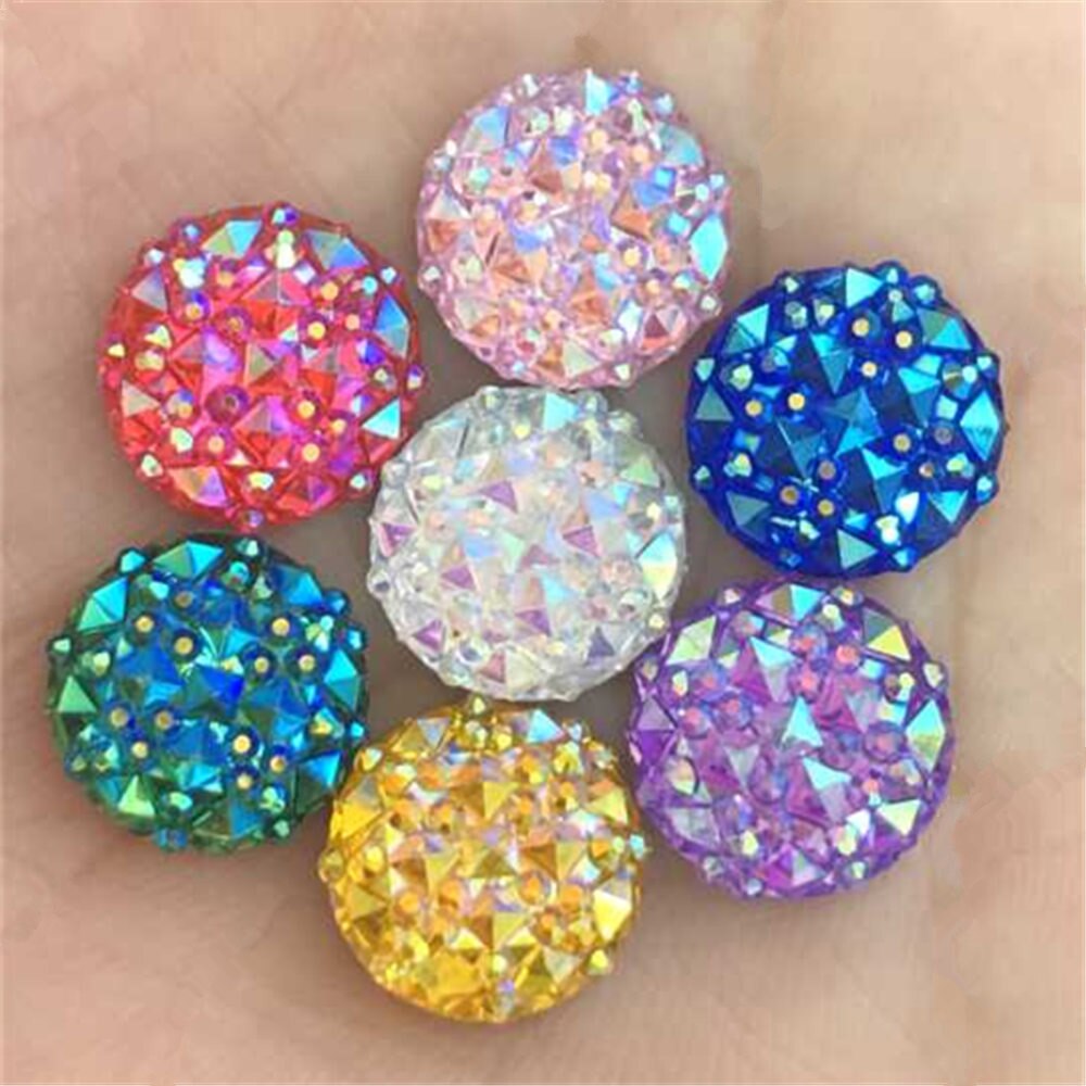 40Pcs Ab Resin 12Mm Ronde Resin Plaksteen Rhinestone Plakboek Ambachten: Multicolor 40PCS