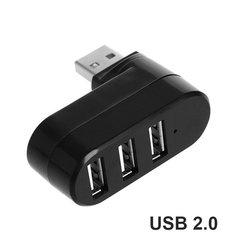 HUB USB 2.0 OULLX 180 ° Przedłużacz adaptera obrotowego Mini rozdzielacz 1 do 3 portów Szybkie USB 2.0 do komputera PC Laptop: BRĄZOWA