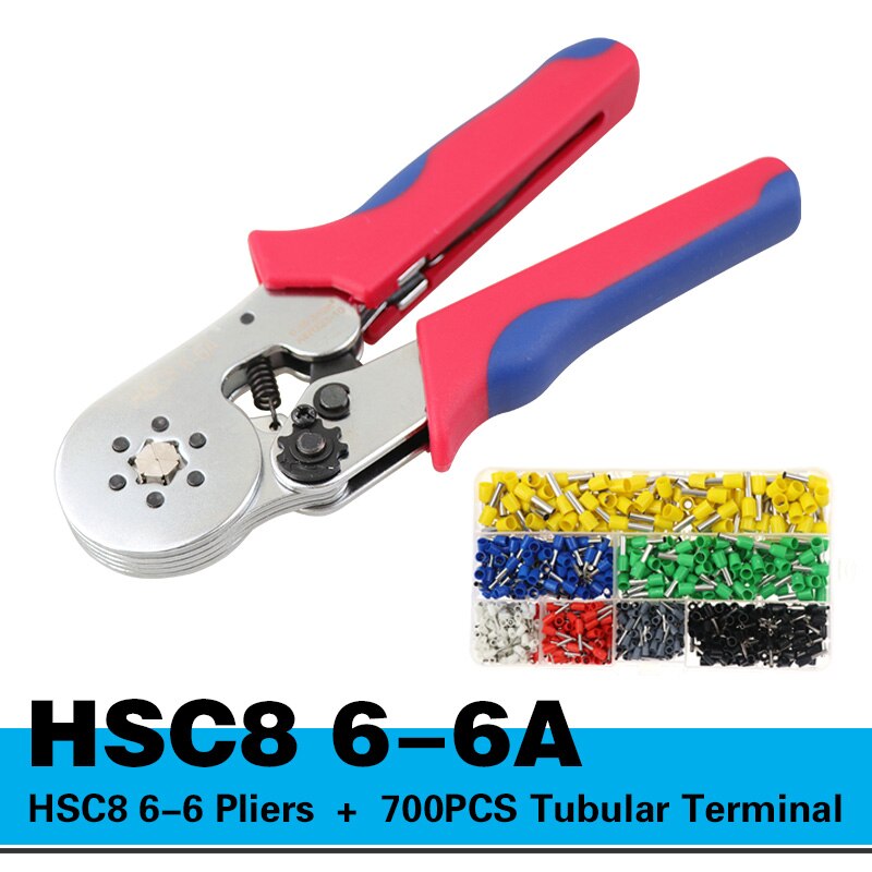 Krimpning miniverktyg kabelpresstång hsc 8 6-6 klämma trådavdragare avbitare tångsats elektriskt uttag krimpverktyg: Hsc 8 6-6a och 700