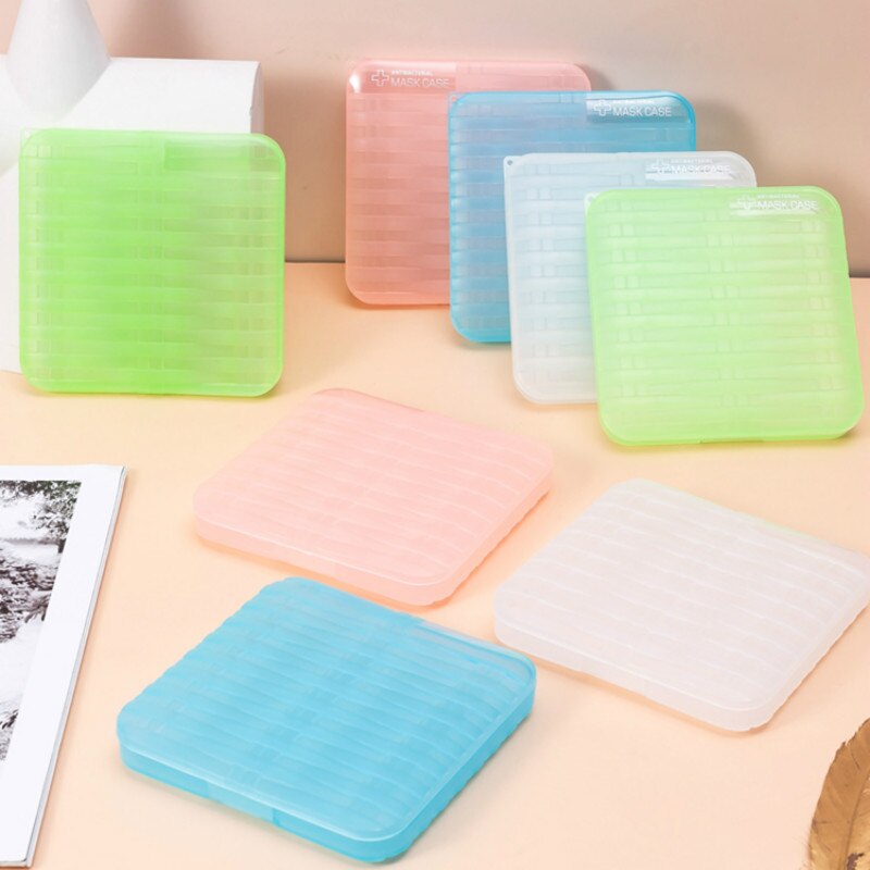 Kleurrijke pp-doos voor het opbergen van maskers, bewaar maskers, doos in rotanvorm, draagbare maskers, studentenmaskeropslag, stofdichte maskerorganizer