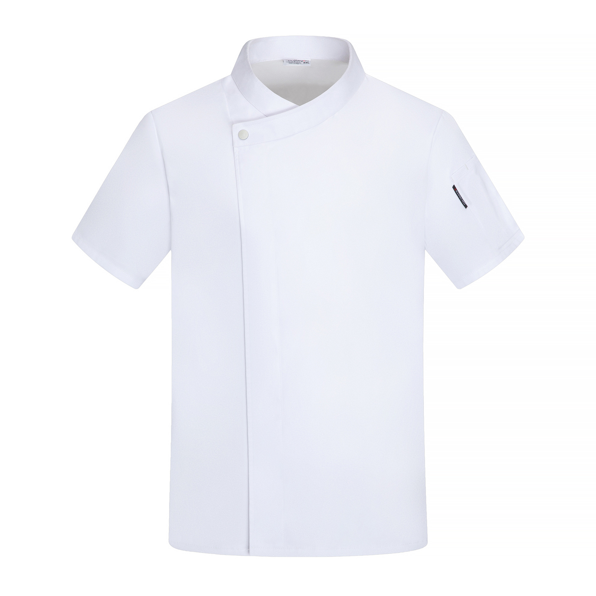 Chef Uniform Short Sleeve Summer Workwear Solid Color Slant Collar Unisex For Kitchen Staff