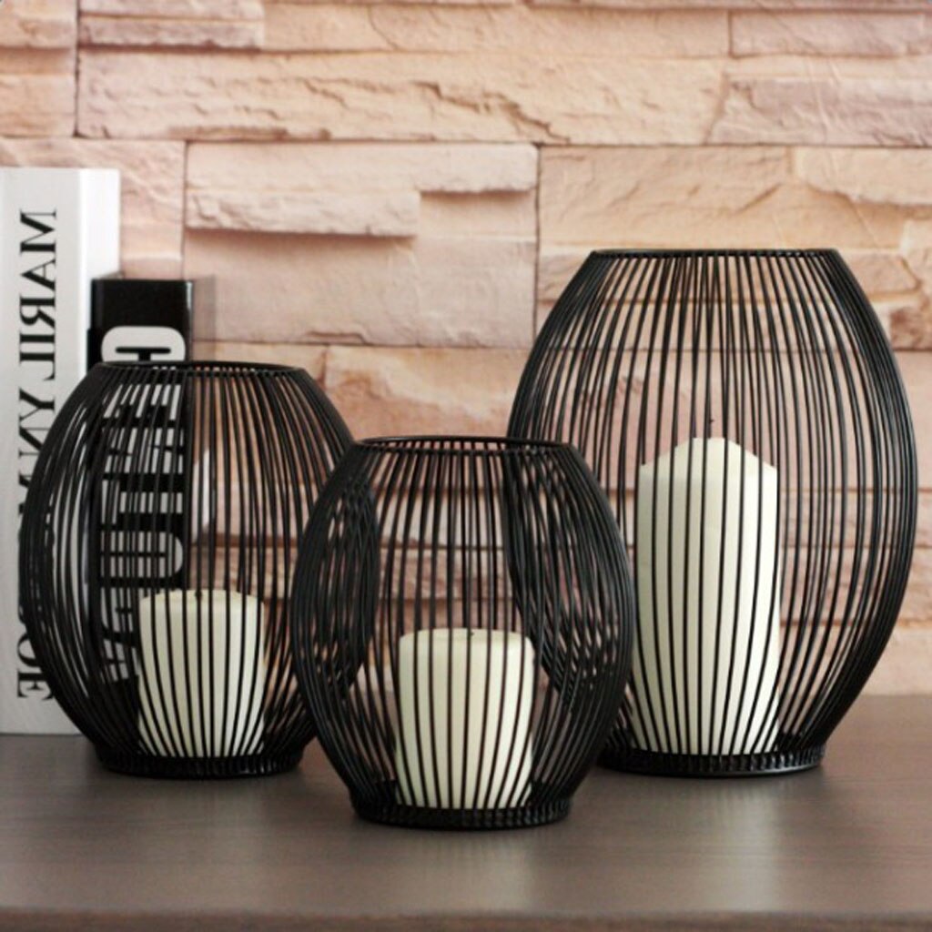 Fer creux lanterne ombre bougie porte-Cage chandelier décor à la maison pièce maîtresse