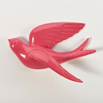 Muurstickers Swallow Home Decor Woonkamer Slaapkamer 3d Muurstickers Decoraties Ornamenten Hars Vogel Beeldje Standbeeld Op Muur: Red Large 1