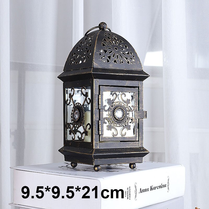 Smeedijzeren glazen retro kaarsenhouder tuin vloer buiten winddichte lamp grote draagbare lamp bruiloft lamp decoratie ornamenten: 6- seconden