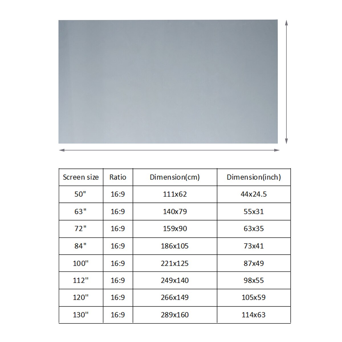 Projector Scherm 50 16:9 Dikker Draagbare Non Crease Zacht Wit Polyester Projector Gordijn Projectiescherm 40In (72 inch