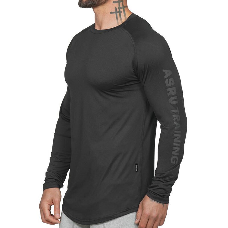 Men Compression Quick Dry Long sleeve T-shirt Man Gym Fitness Running Shirt Men T-shirt Long Sleeve Compression Shirts: Black / XXXL