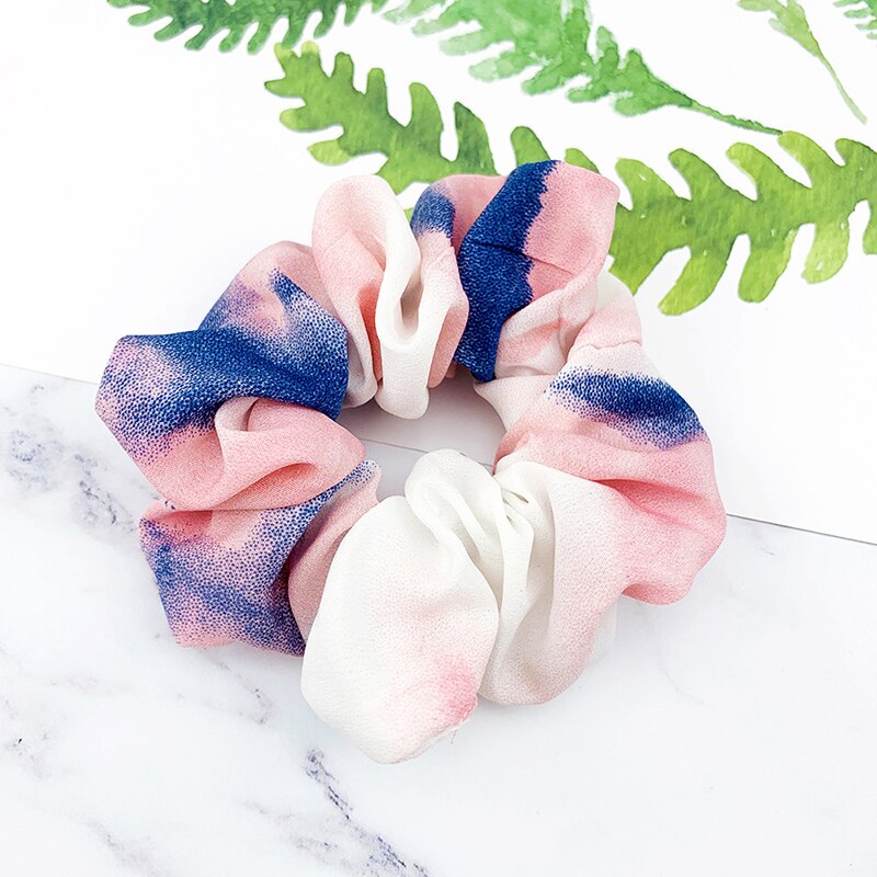 Tie-Verven Scrunchies Paardenstaart Houder Haar Das Meisjes Haar Ring Tie-Dye Print Elastische Haarbanden Vrouwen Creatieve haar Accessoires: Roze