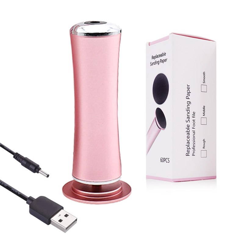 Elektrisk kværn pedicure værktøj fodpleje værktøj pedicura fløjl glat maskine callus remover til fod hæl hud: Rose