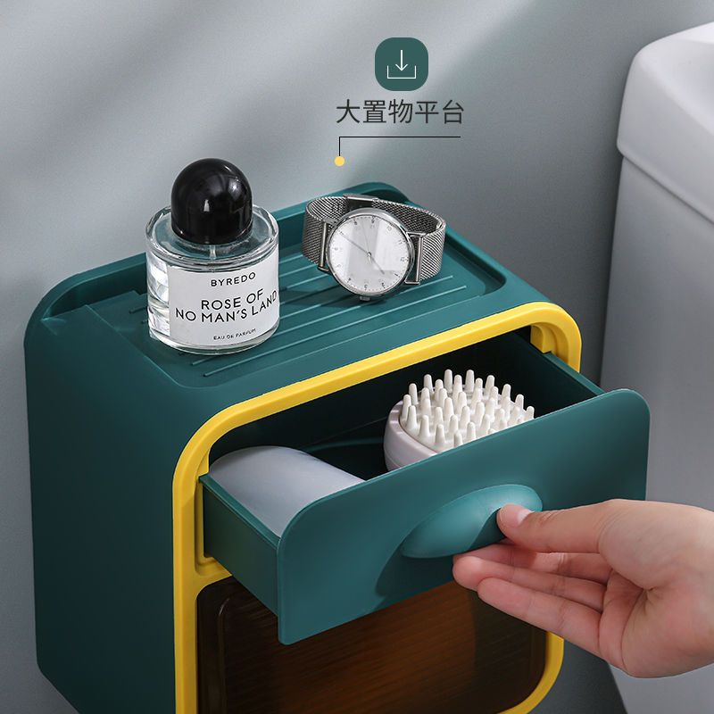 Caixa de tecido higiênico caixa de papel de bombeamento de parede prateleira sem perfuração caixa de armazenamento à prova dwaterproof água guardanapo caixa de papel colocar caixa de papel