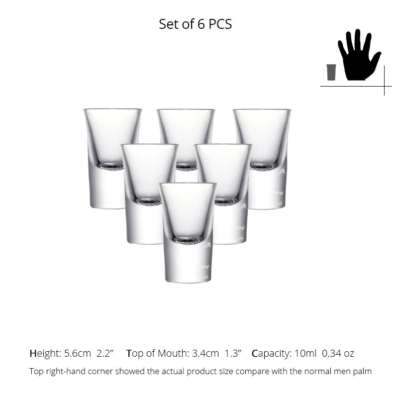 6 Pack Machine Made Lead Free Glass Shot Glasses Set for Vokda Liquor Baijiu Glass Friends Party Wedding Bar Tools: 10ML ST102