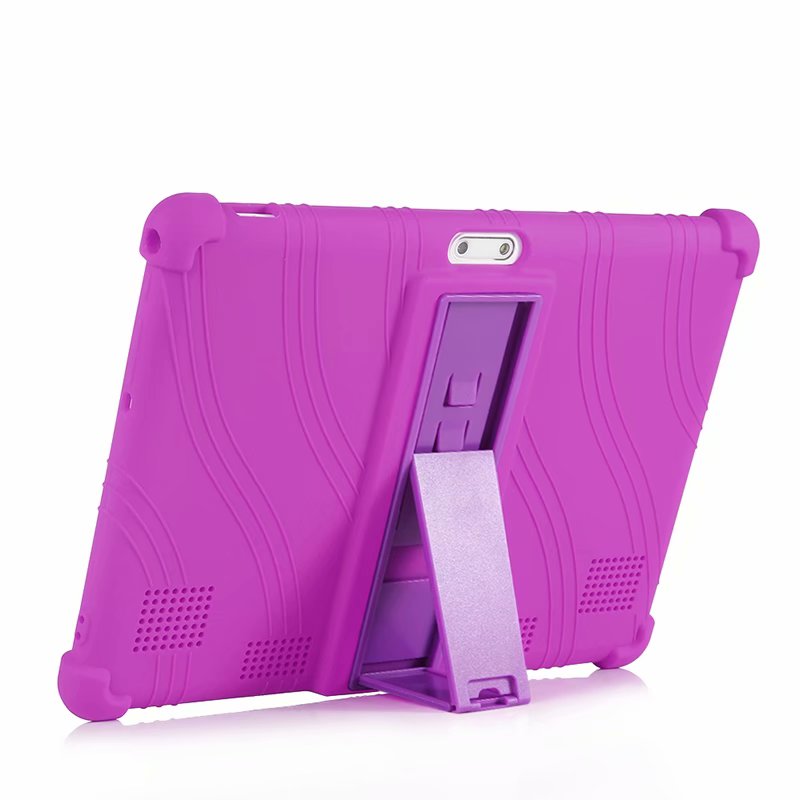 10.1 '' universele zachte siliconen hoes voor 10 10.1 inch android tablet pc schokbestendig effen gekleurde achterkant beschermende schaal + pen: Paars