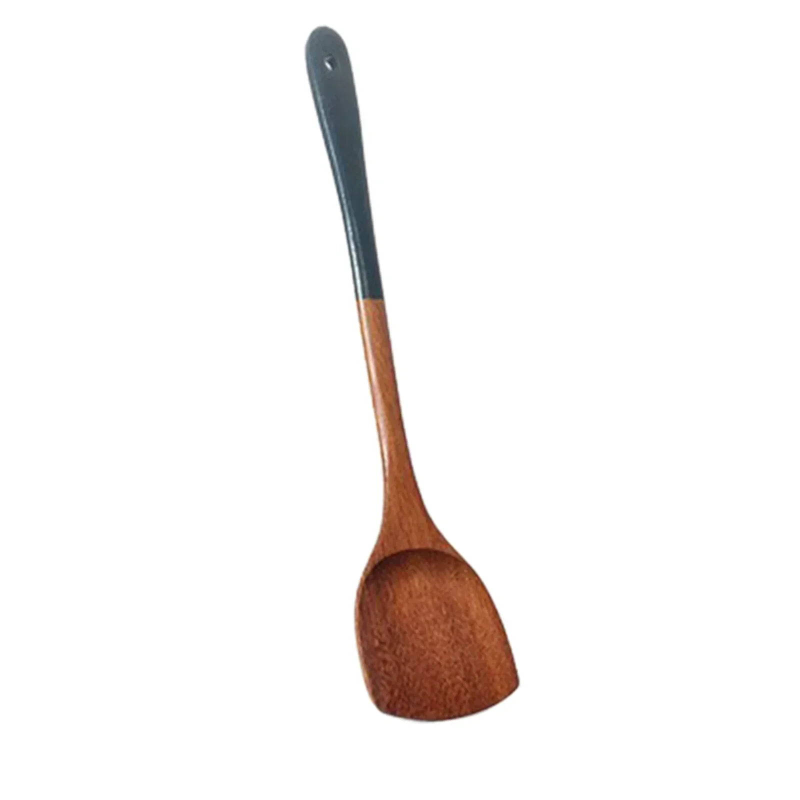 Köksutrustning i trä med långa handtag spatel ris skopa grönsak kött matlagning spade mixerskedar för nonstick pan köksredskap: Ljusgrå