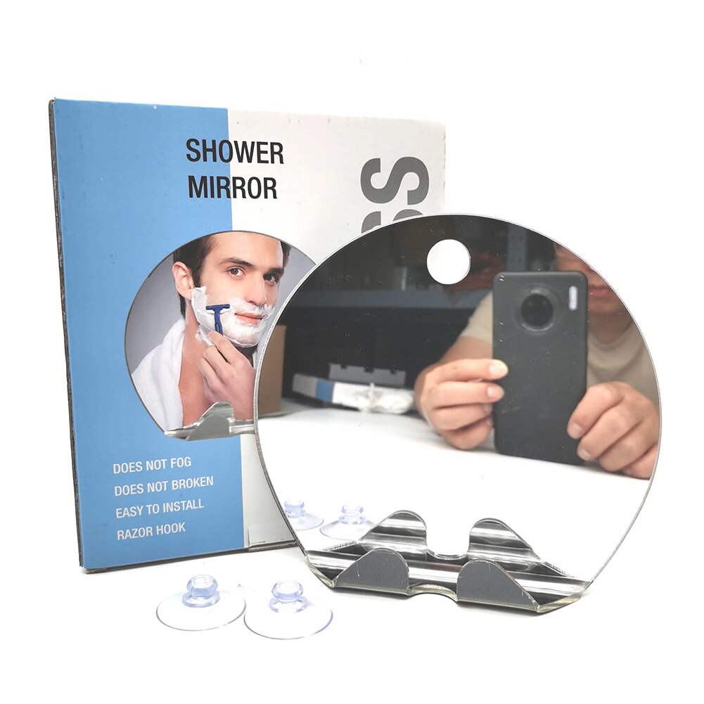 Shower Mirror for Shaving Strong Suction Cup Razor Holder 360 Degree Rotation Shower Shaving Mirror Fog Free Mirror SDF-: Default Title