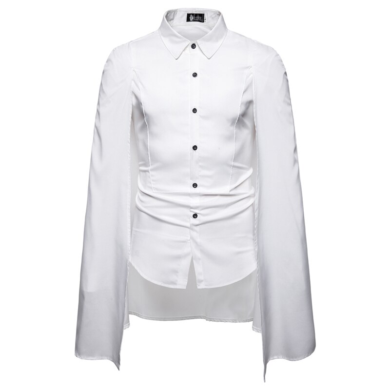 Ballkjole fast herreskjorte langermede skjorter med kappeskjorte chemise homme manche longue dansefest smokingskjorter