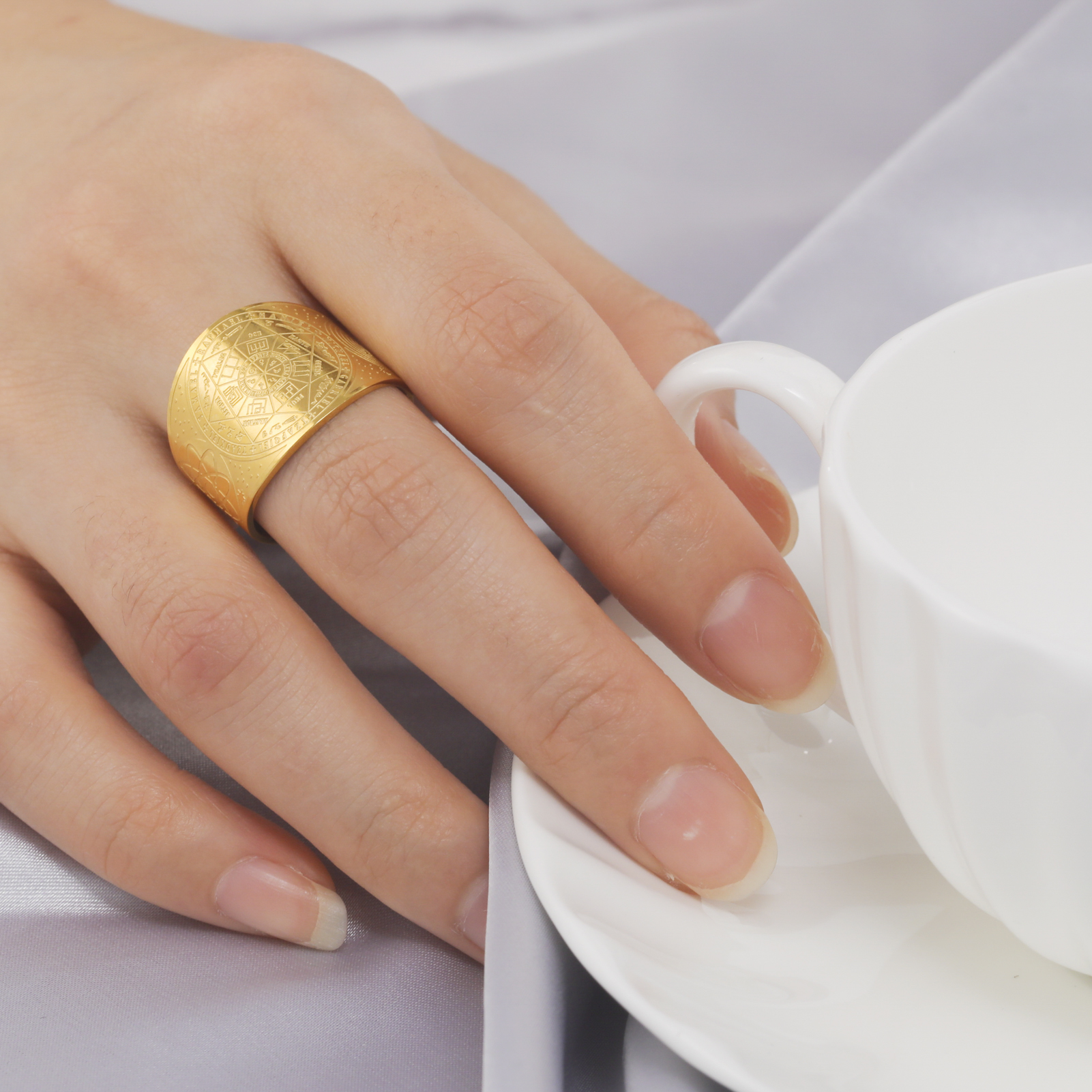 Dawapara Sigillo dei Sette Arcangeli Segreto dell'Universo Anello in Acciaio Inossidabile Salomone Kabbalah Amuleto di Protezione Talismano