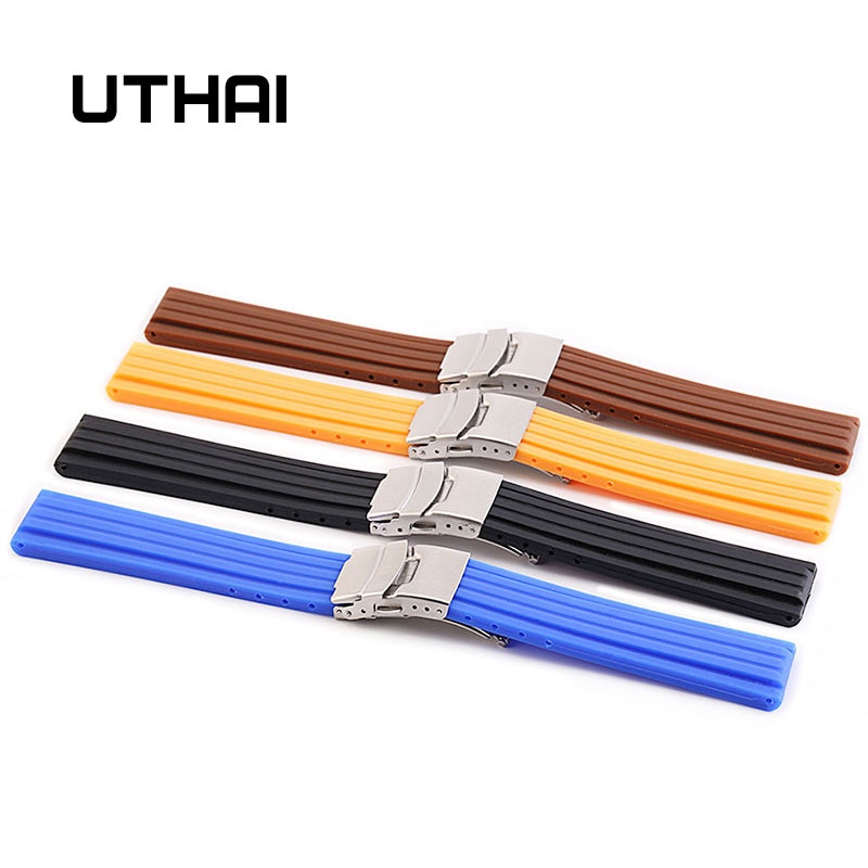 Uthai Z21 18Mm 20Mm 22Mm 24Mm Horlogebanden Siliconen Band Soft Rubber Band Waterdichte Sport Band Band patroon