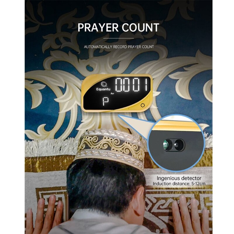 Azan Counter Digital Automatic Islamic Azan Muslim Prayer Alarm Table Clock Battery Oporated Mosque Outdoor Gold