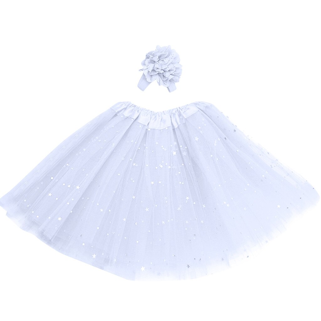 Kinder Mädchen Petticoat Paillette Stern Pettiskirt Haar Band Tutu Rock Dancewear roten tutu rock kinder röcke rock für kinder mädchen: White 