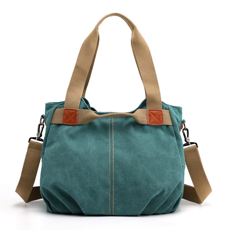 Klassieke Effen Casual Tote Dames Handtas Schouder Crossbody Mode Canvas Handtassen: B 1951 K2 GR