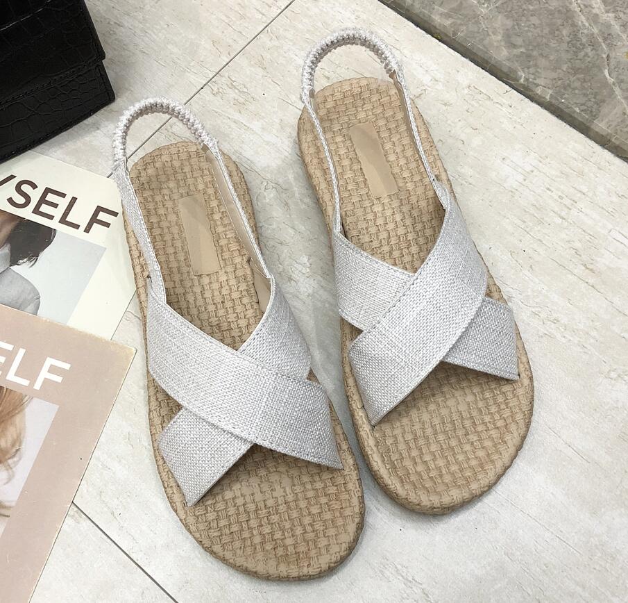 plus size 35-40 flats sandals women sandals slippers women female Gladiator walking flats Casual sandals shoes women Mujer #967: Beige / 6