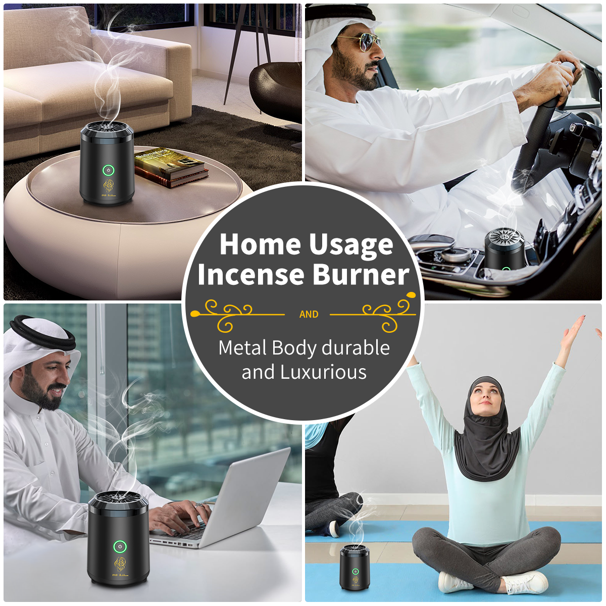 OUD Bakhoor brûleur d'encens électrique USB Bakhoor USB diffuseur d'arôme porte-encens Portable encensoir électronique musulman