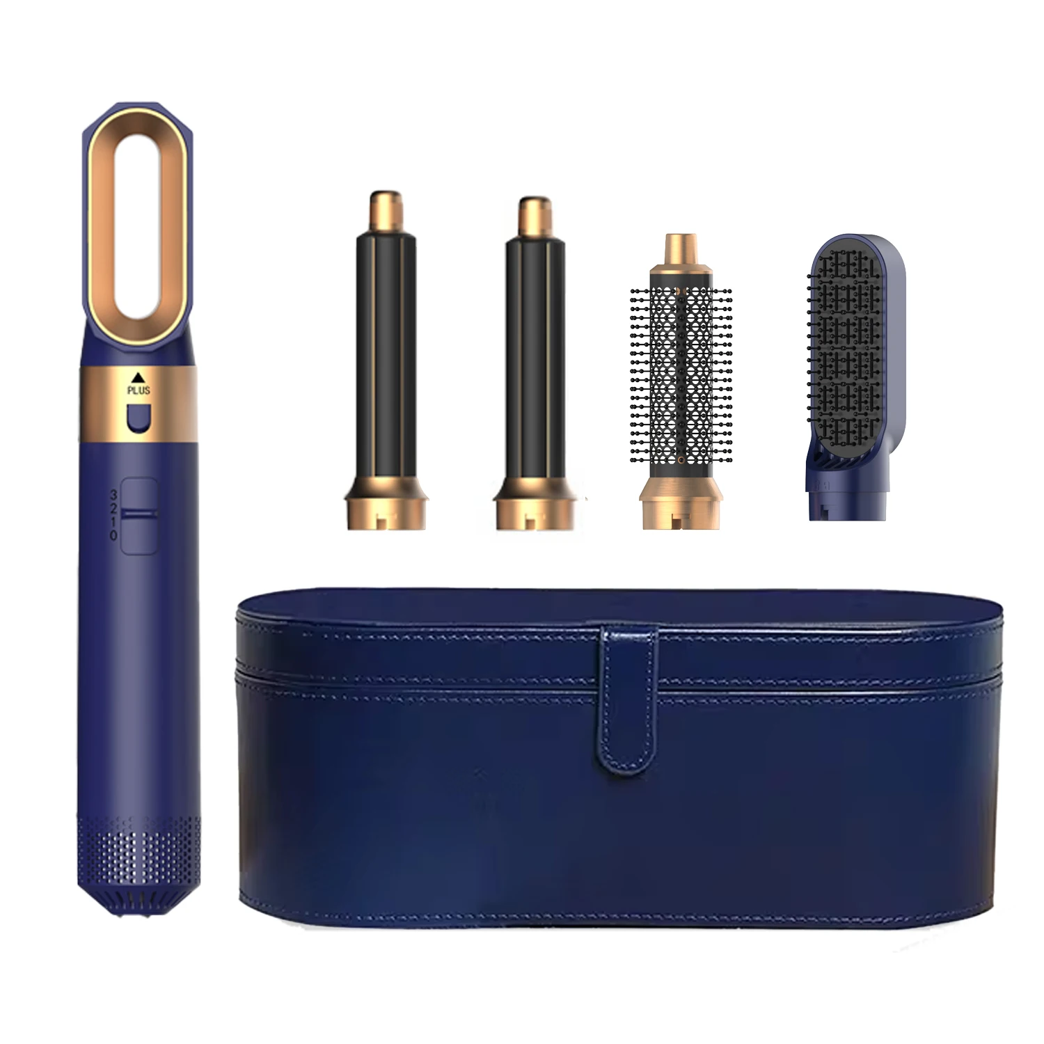 5-in-1-Haartrocknerkamm mit Heißluftbürste und Lockenstab und Haarglätter für Volumen und professionelles Haarstyling: Orange / AU Stecker