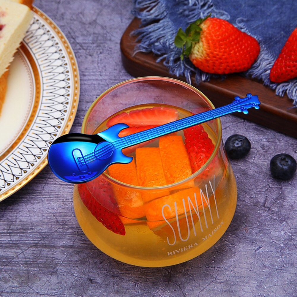 Gitaar Vormige Koffielepel 304 Rvs Theelepel Suiker Mengen Lepel Keuken Eetkamer Bar Koffie Accessoires Servies