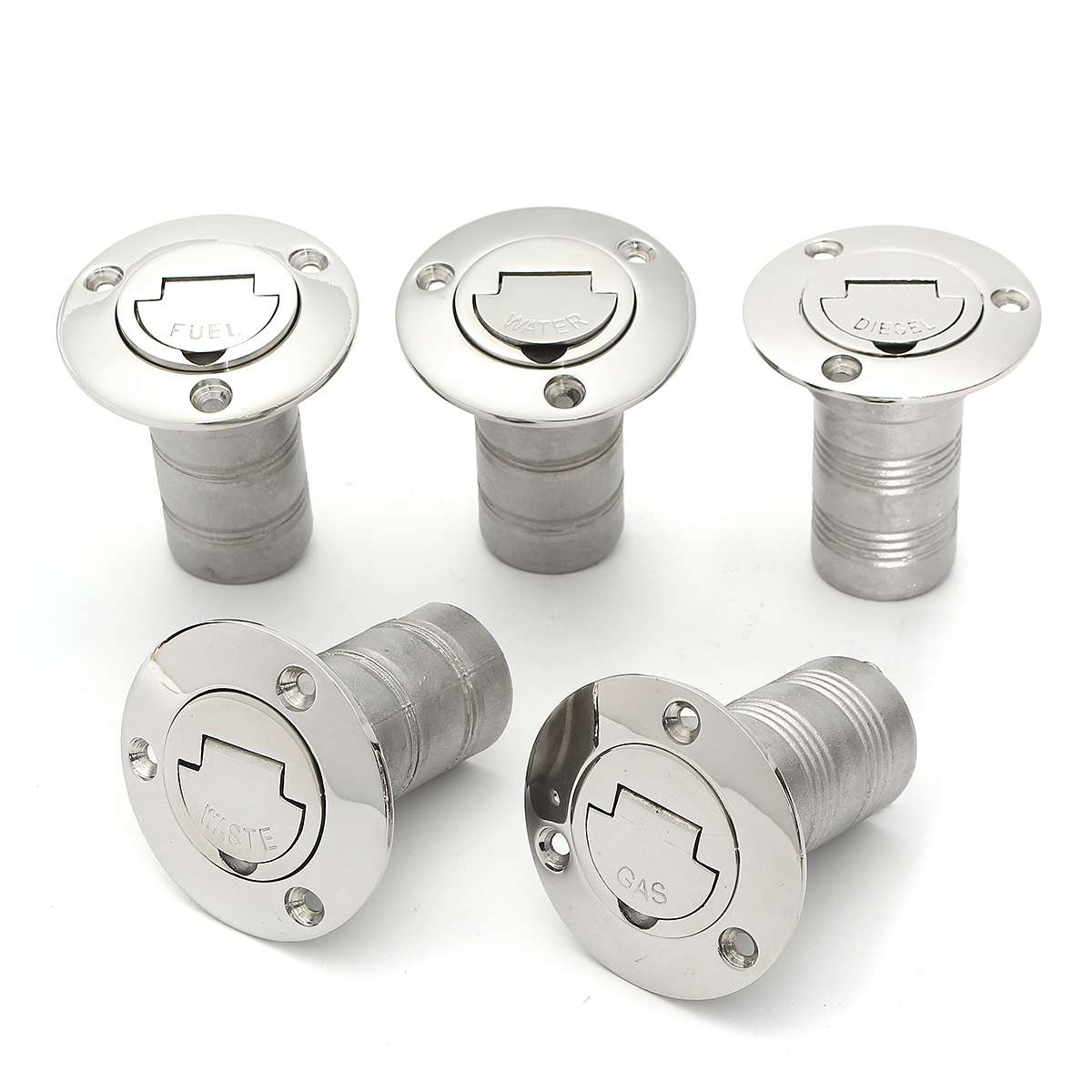 316 Stainless Steel 1-1/2" Boat Fuel Deck Filler Keyless Cap Marine Angled Fill Mirror-like Finished Durably Resists Corrosion