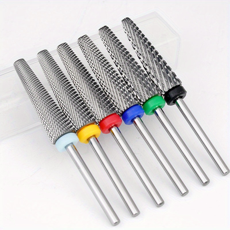 Brocas para uñas superlargas 5 en 1, broca cónica cruzada de carburo de 3/32 pulgadas, Lima eléctrica giratoria bidireccional, accesorios para manicura