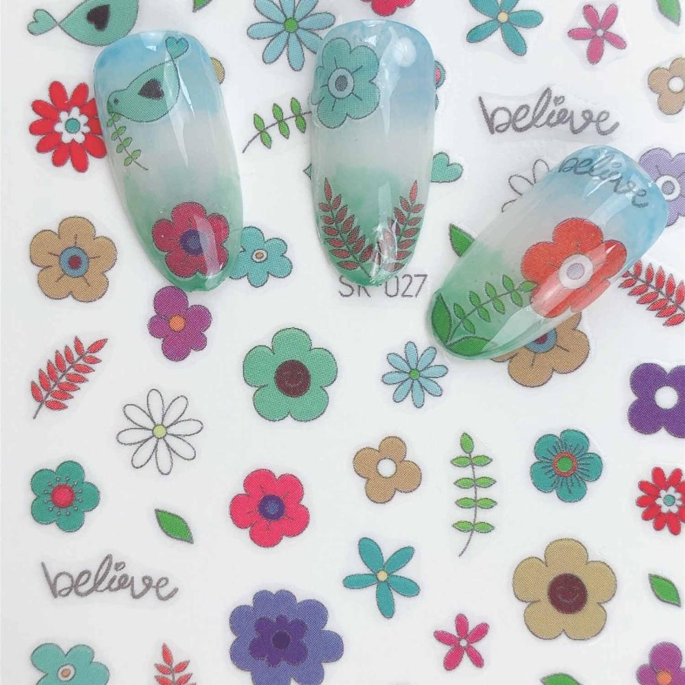 1 stuk zelfklevende nagelstickers uit de hyuna-serie met eipatroon, nageltips, 3d manicurestickers, nageldecoratietools in regenboogkleuren.: Sk -027