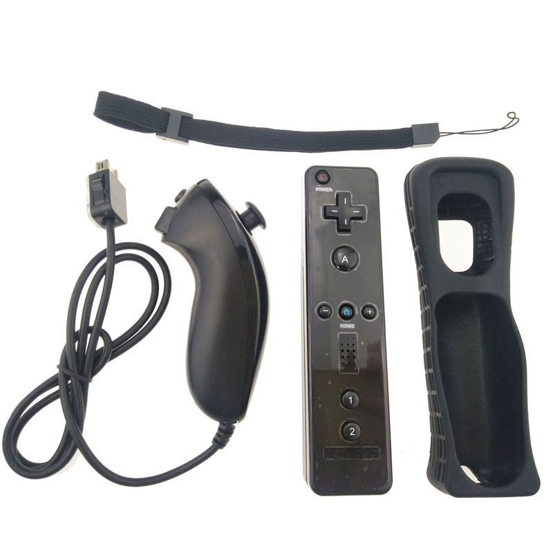 Mando a distancia inalámbrico para Wii, Control Nunchuk para Nintendo Wii sin movimiento, con funda de silicona, accesorio: Negro