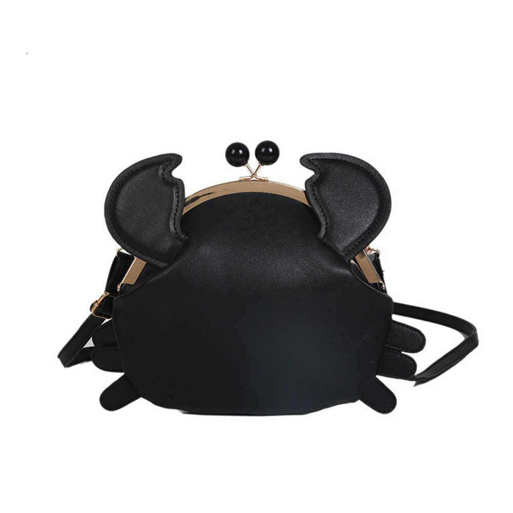 Sacos crossbody para mulheres fshion bonito forma de caranguejo pu casual bolsa para ombro cor sólida crossbody sacos de ombro menina: Black