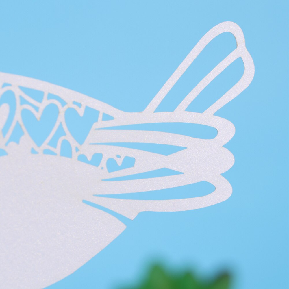 50 stuks gesneden ivoren love bird bruiloft tafel wijnglas plaatsnaamkaartjes hart vogels