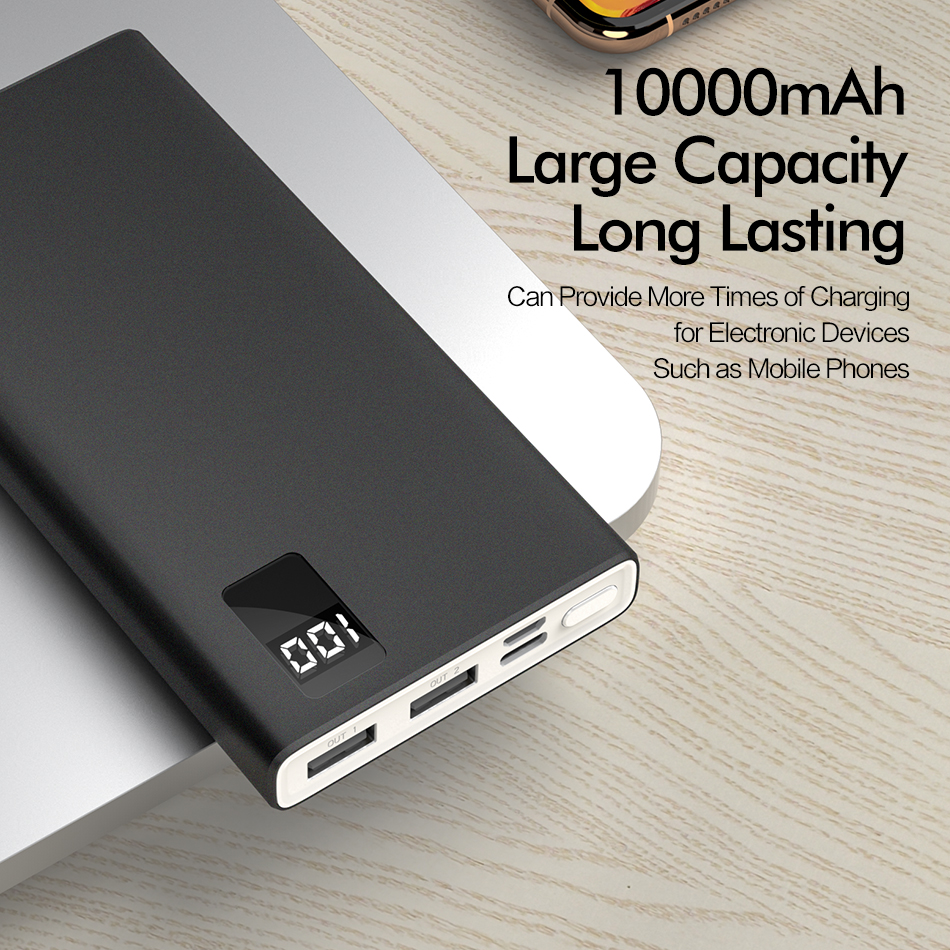 ROCK Power Bank 10000mAh Portable Fast Charging PowerBank 10000 Dual USB Mini External Battery Charger For Xiaomi Mi PoverBank