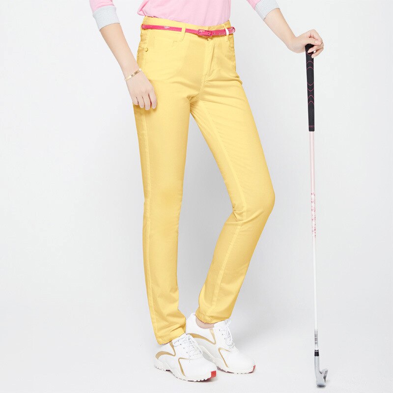 Frauen Golf Hosen Sport Kleidung Frauen Atmungsaktive Schlauch Leichte Volle Länge Dünne Baumwolle Weibliche Sportbekleidung Golfplätze Bekleidung: Gelb / XS