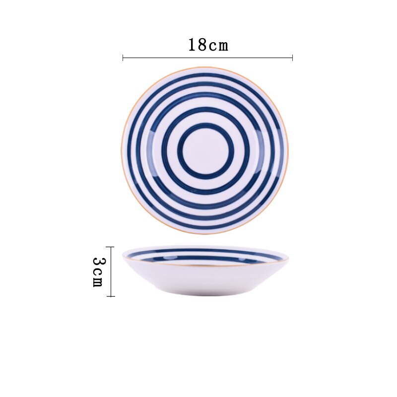 Plato hondo de cerámica pintado a mano japonés, plato de fruta familiar, plato occidental para carne, precio al por mayor, 4 Uds.: 7 / 1PCS