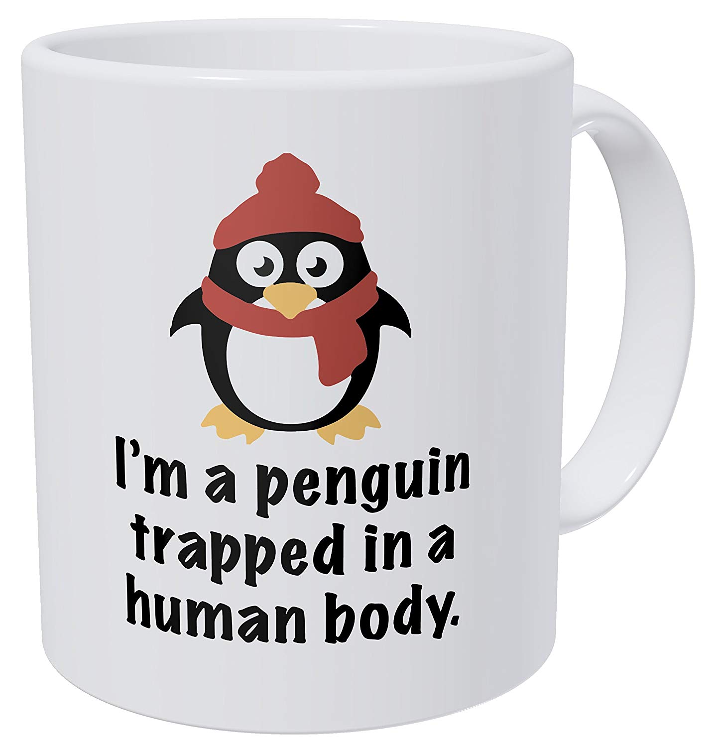 Ik Ben Een Pinguïn Gevangen In Een Menselijk Lichaam Rood 11 Gram Grappige Koffie Mok