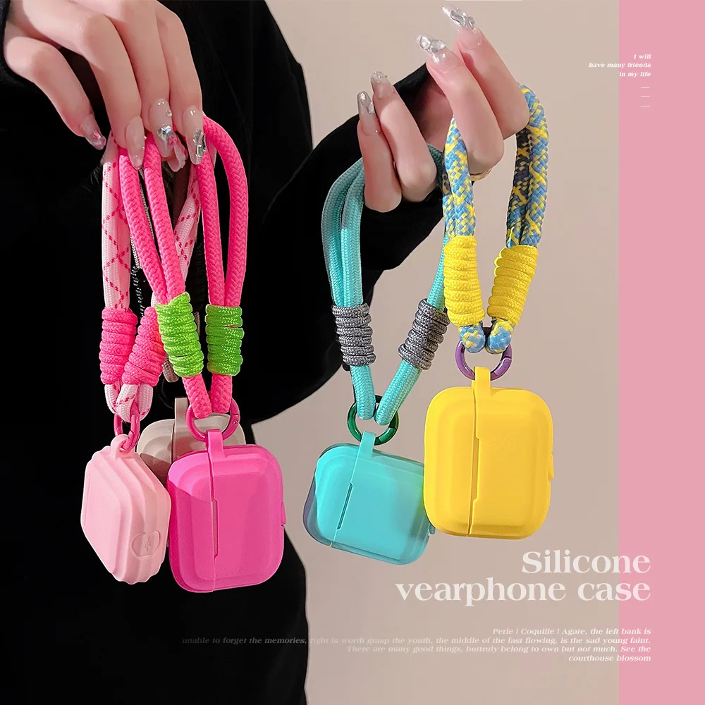 Case voor Apple AirPods 1 2 3 4 Pro 3e generatie Case Schattig met riem Fundas Earpods Soft Cover voor AirPods Pro 2 Case Siliconen