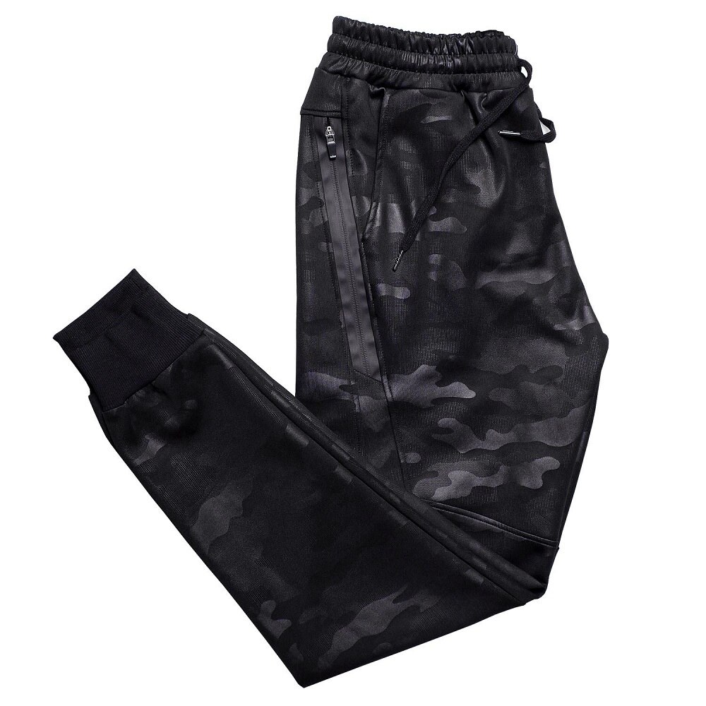 Pantaloni Casual larghi di grandi dimensioni pantaloni spessi autunno inverno da uomo stampa mimetica Bouquet piedi pantaloni sportivi pantaloni da guardia uomo Jogger: Black / L