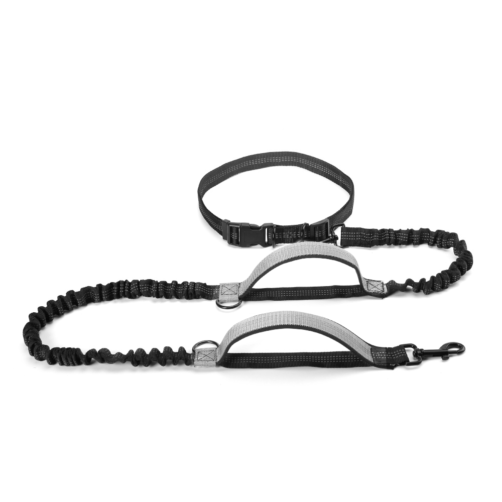 Pet Dog Running Leashes Reflective Traction Rope Belt Elastic Hands Freely Jogging Pull Dog Leash for Medium Large Dog Supplies: Grey-padded handle