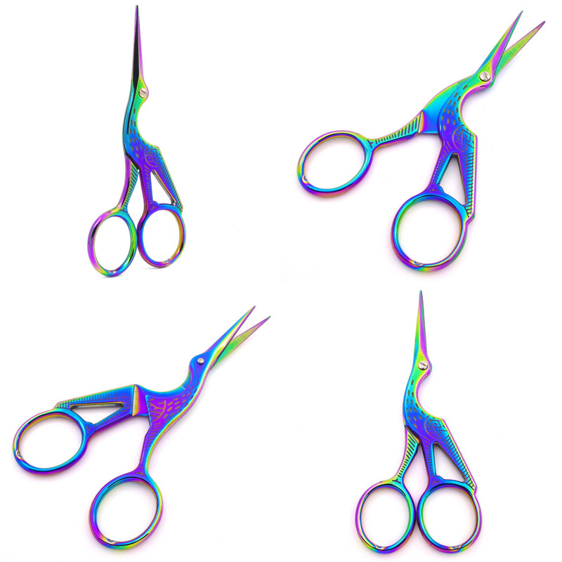 2 Size Stainless Steel Craft Scissors Handmade DIY Sewing Tools Zig Zag Fabric Scissors Pink Antique Stork Scissors