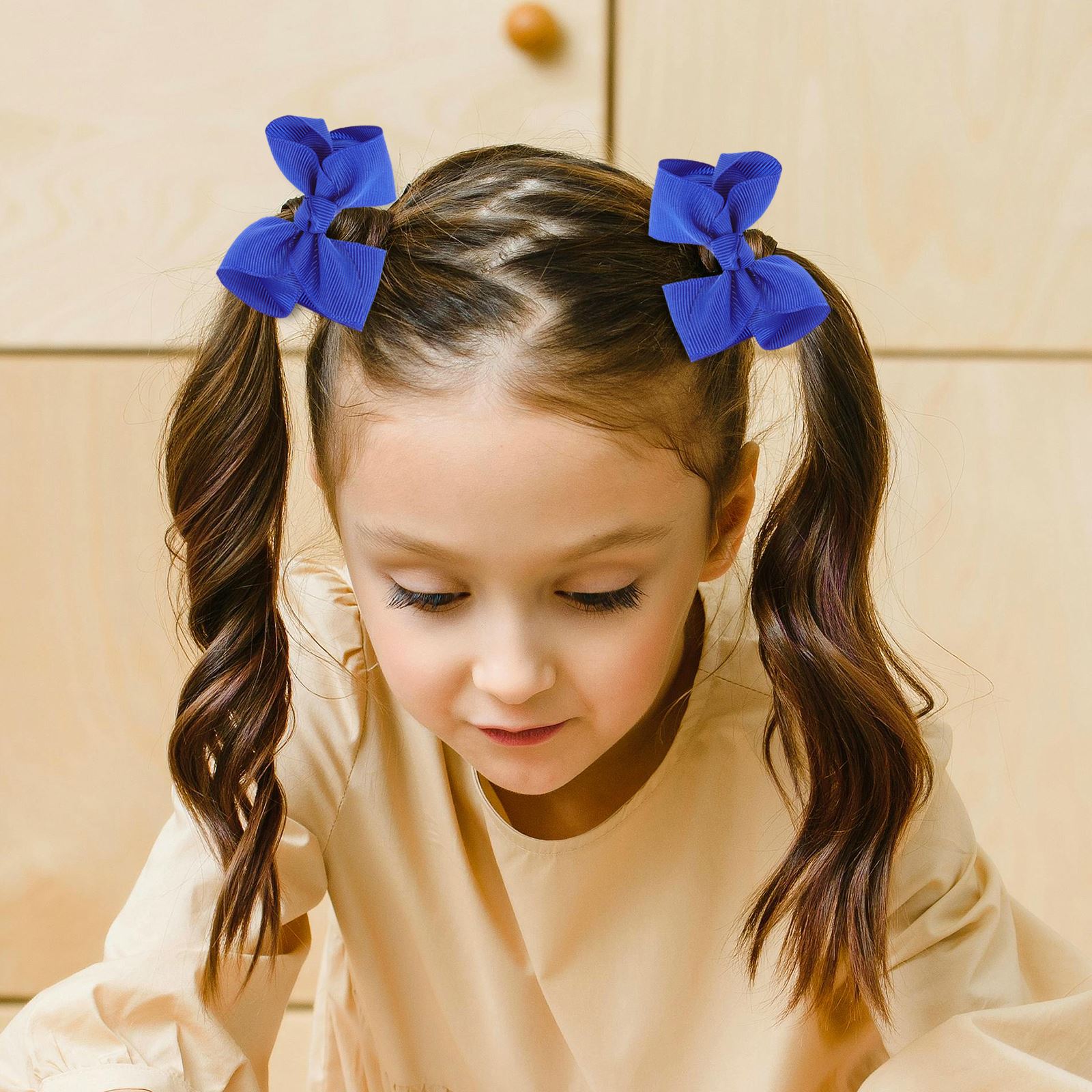 12 peças acessórios de cabelo azul real fita laço clipes cartão de emissão miss presilhas