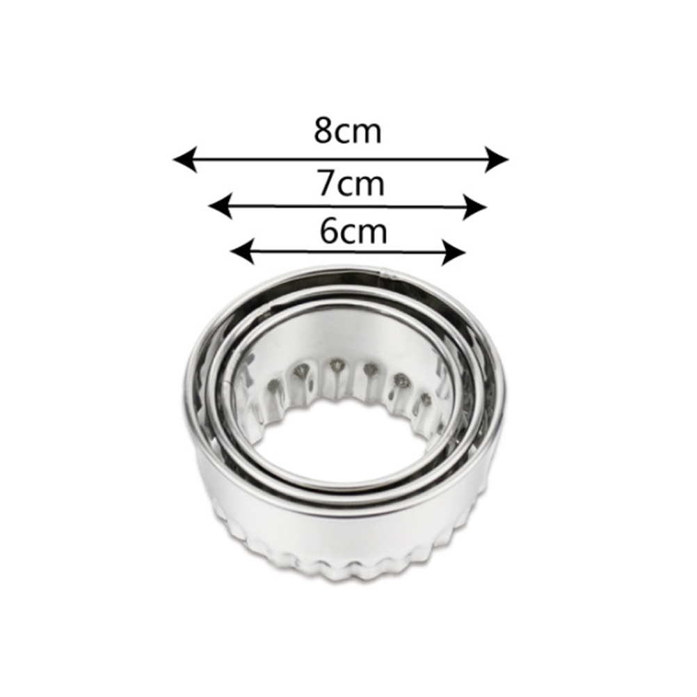 3pcs Stainless Steel Dumpling Wrapper Mold Baking Kitchen Cookie Doughnut Muffin Scone Sandwich Bread Crust Cutter tools