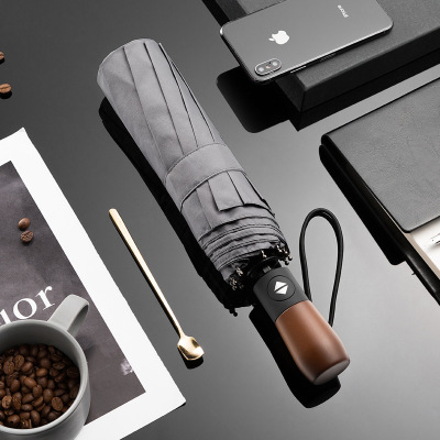 Wind Resistant Folding Automatic Umbrella Rain Women Auto Luxury Big Windproof Umbrellas Rain For Men Black Coating 10K Parasol: Umbrella 2 Gray